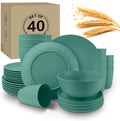 40Pack plates and bowls set for kids - Green wheat straw 40pc service