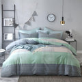 Blue Patchwork Duvet Cover Set Queen - Soft 100% Cotton Comfort