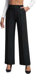 Wide Leg Dress Pants for Women High Waisted Pull On - Comfortable Work