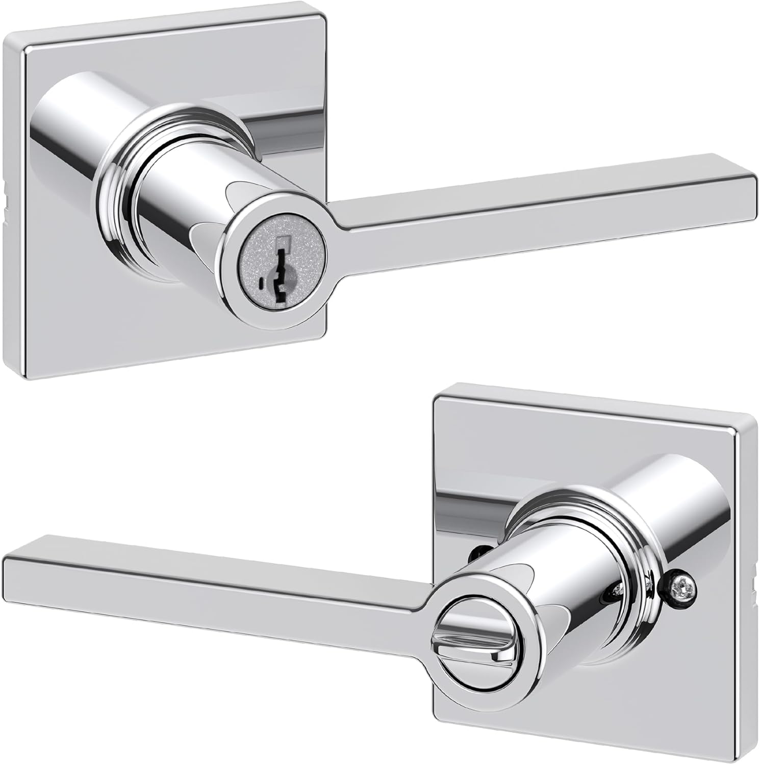 Kwikset Casey Entry Door Handle with Lock and Key for Security