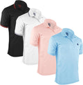 Albert Morris Mens Striped Polo Shirts 4 Pack - Lightweight Tailored