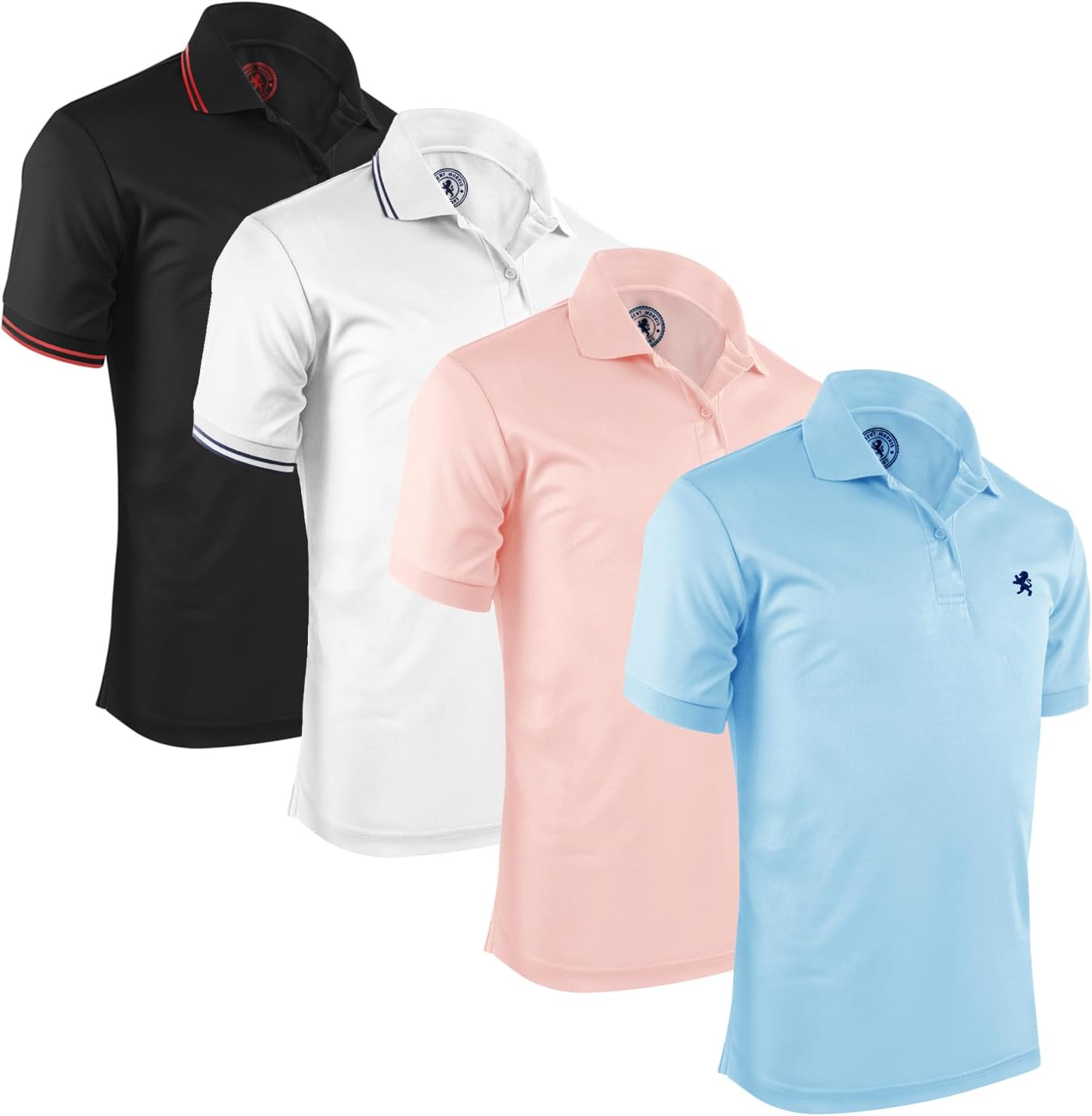 Stylish Albert Morris Mens Striped Short Sleeve Polo Shirts 4 Pack