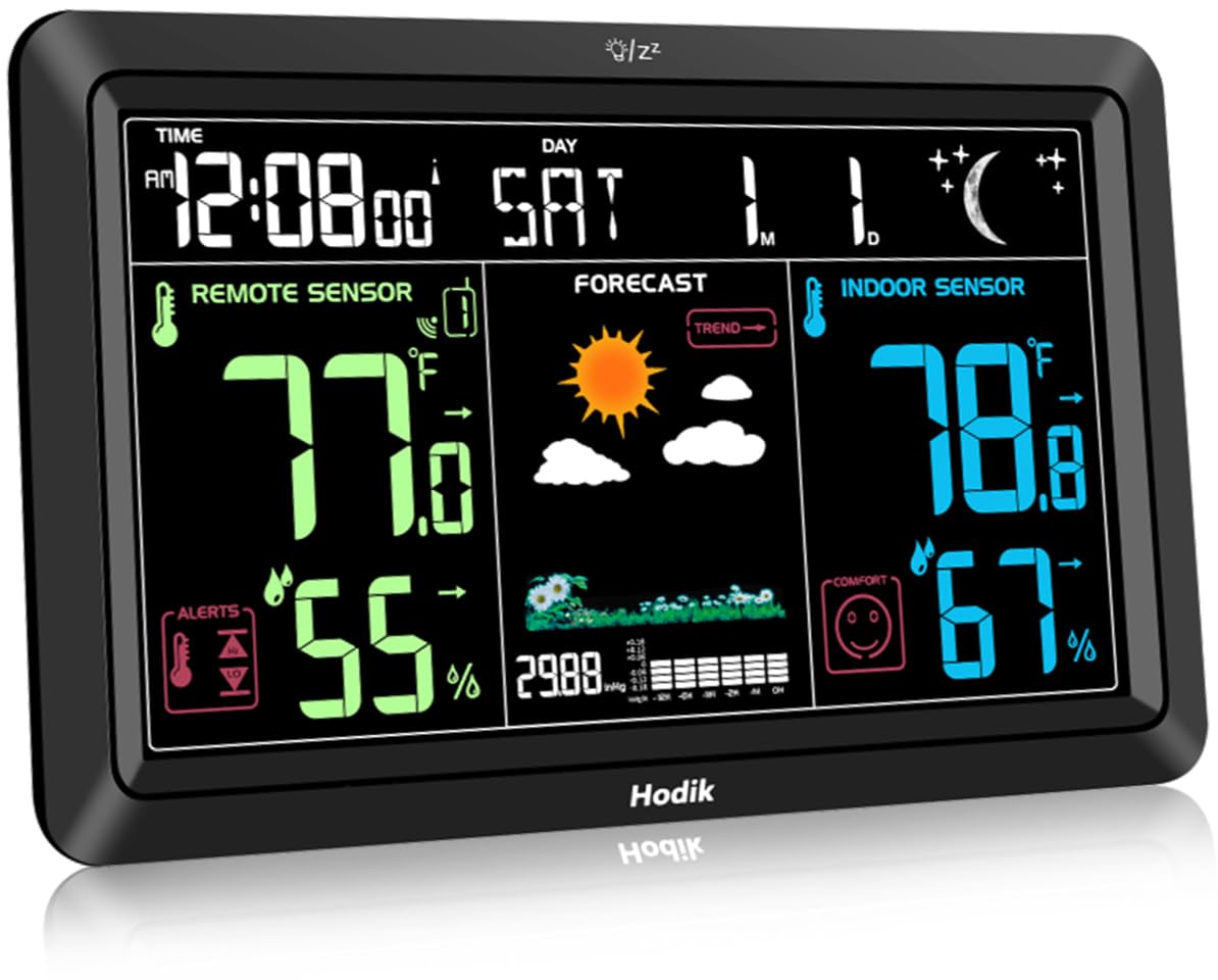 Weather Station Atomic Clock with Wireless Thermometer and Hygrometer