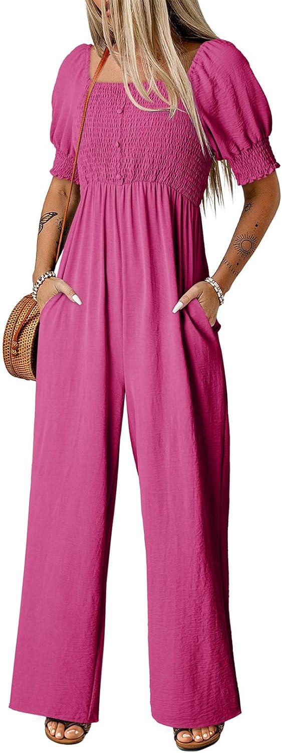 Dokotoo Summer Jumpsuits for Women with Lantern Sleeves