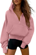 PRETTYGARDEN Half Zip Cropped Hoodie Women - Cozy Oversized Fit