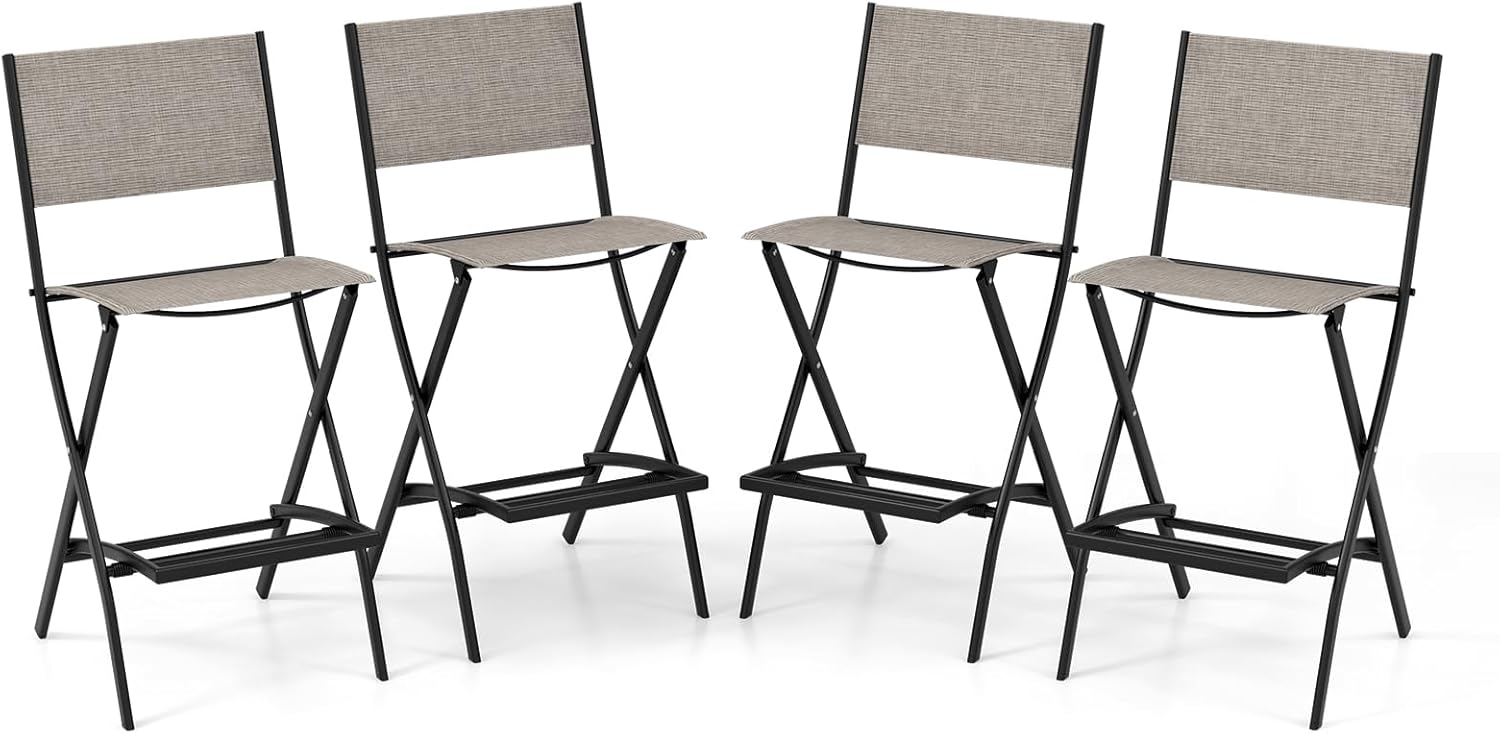 COSTWAY Outdoor Patio Bar Chair Set of 4 for Comfort & Durability