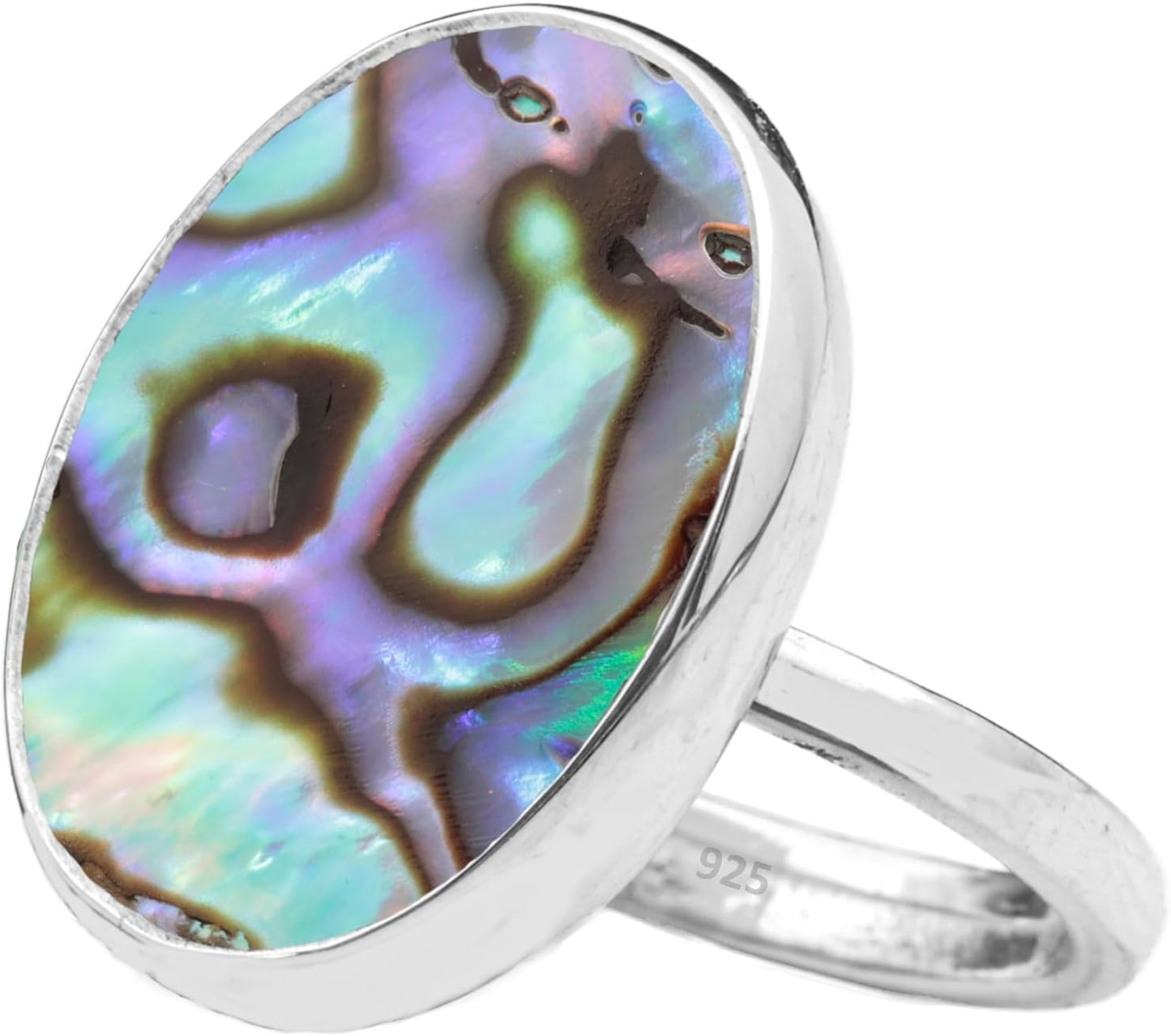 Natural Amazonite Crystal Ring in Rhodium Plated Silver