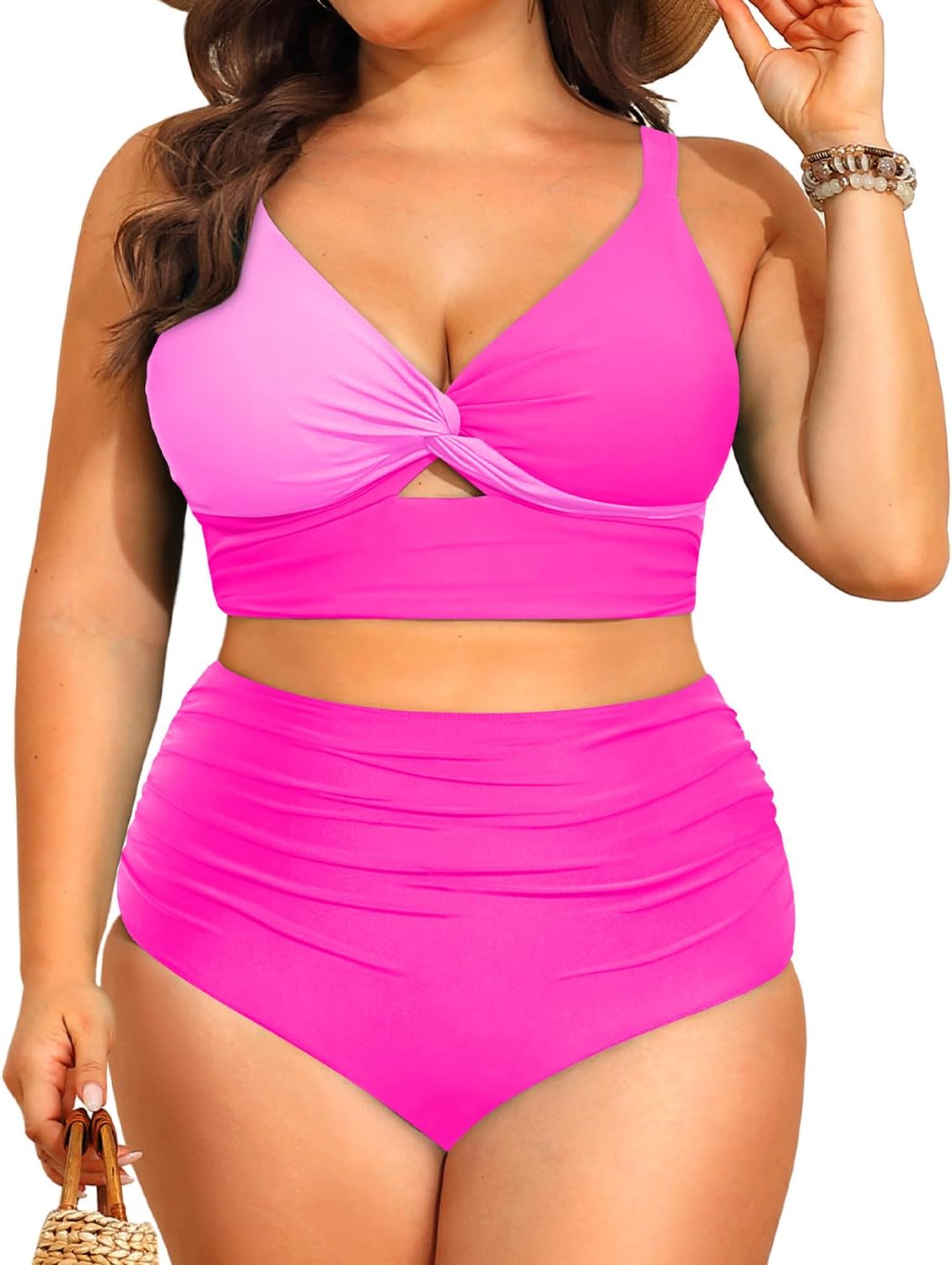Daci Plus Size Two Piece Swimsuits for Women with Tummy Control