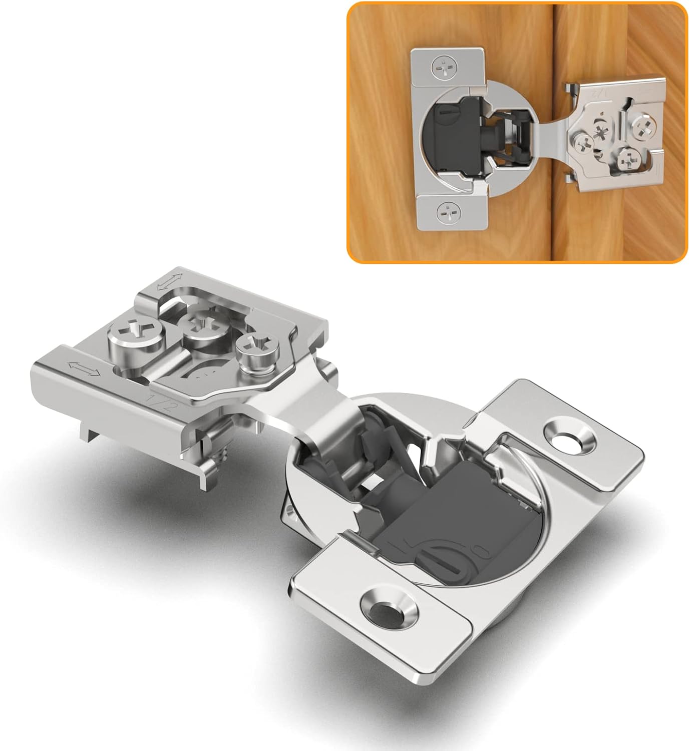 50 Pack 1/2 Overlay Soft Close Concealed Hinges for Cabinets