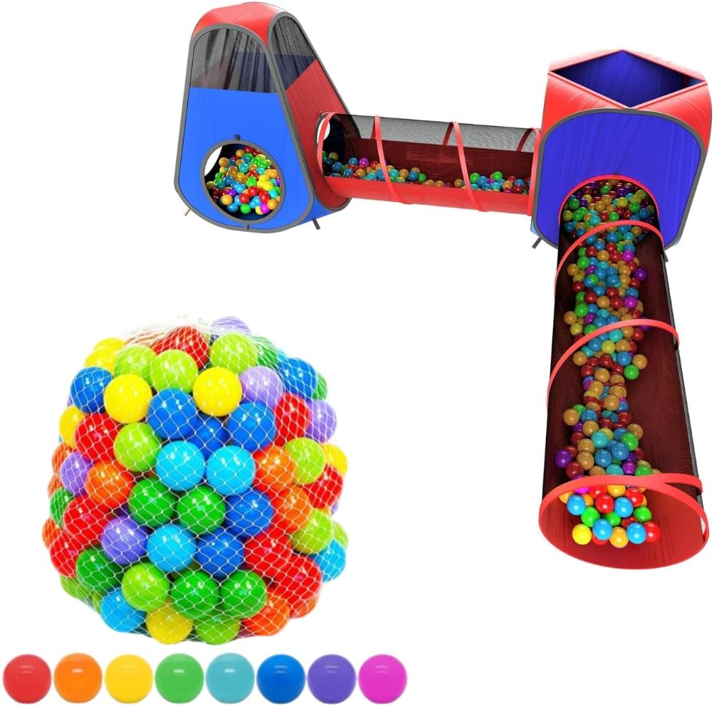 Exciting 4pc Playz Berry Tents & Tunnels + 200 Ball Pit Balls