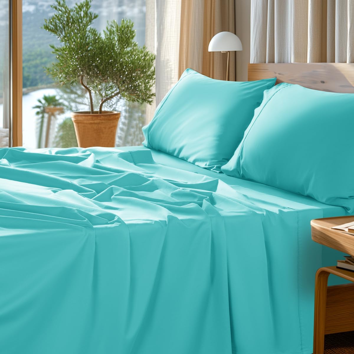 100% Egyptian Cotton Sheets Set - Luxury King Size Bedding