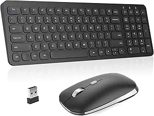 Wireless Keyboard and Mouse Combo for Quiet and Sleek Design