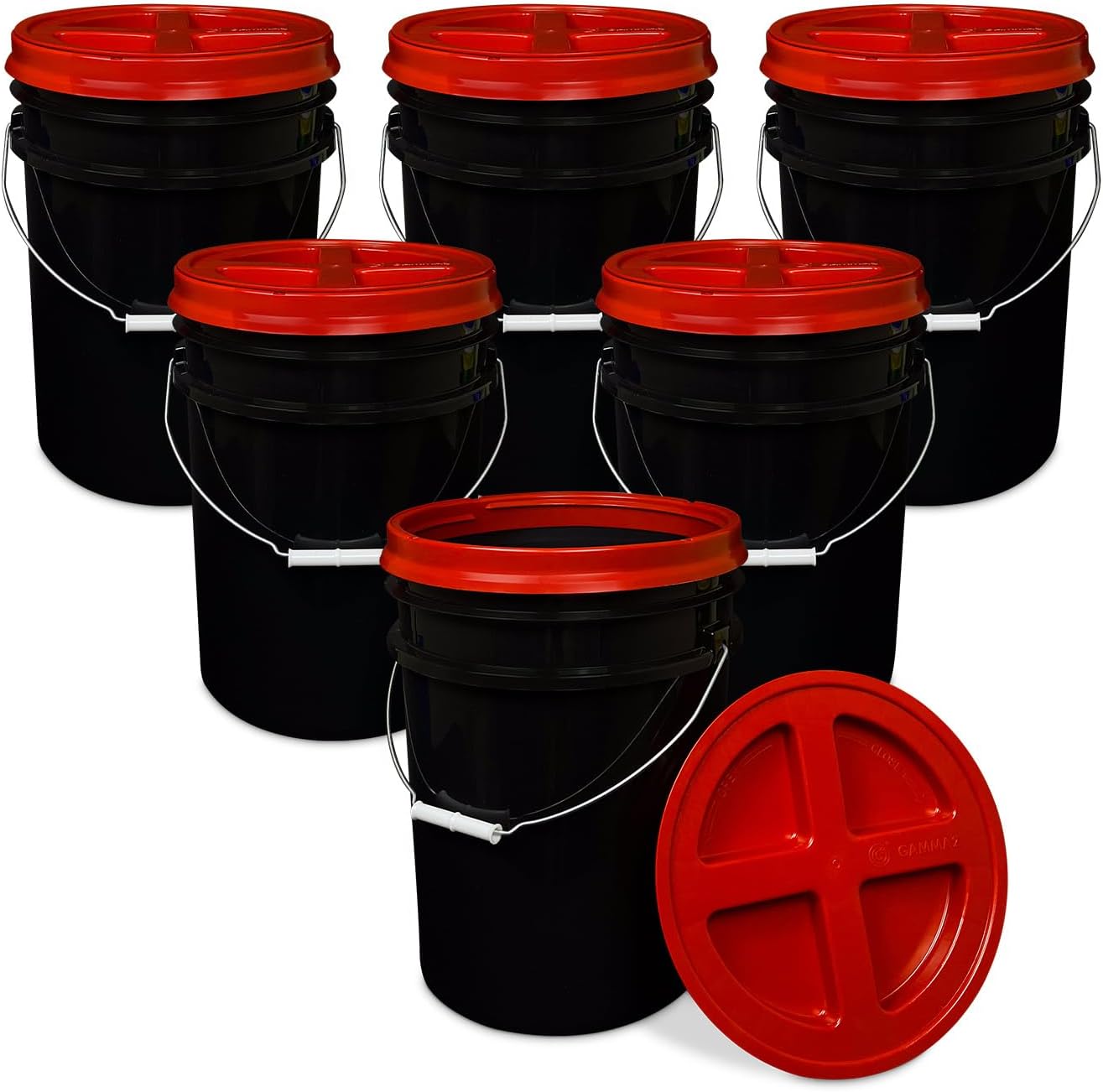 5 Gallon Black Bucket with Gamma Seal Lid for Food Storage