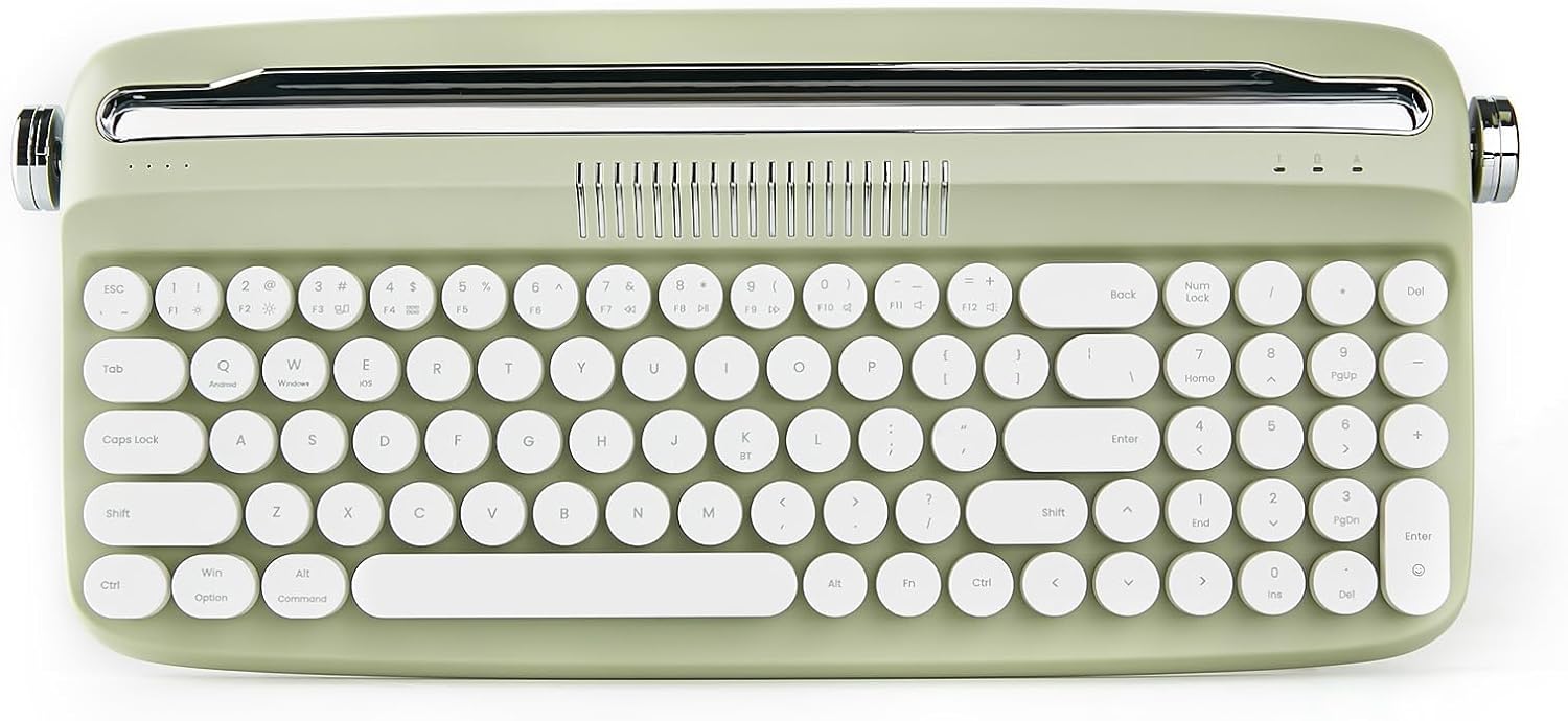 YUNZII Upgraded Wireless Retro Typewriter Keyboard for Multi-Device