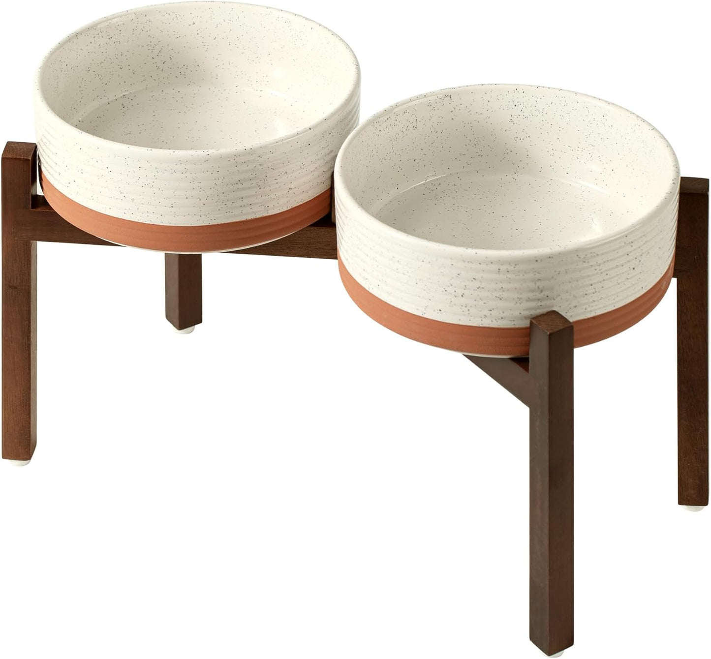 Ceramic Raised Double Dog Bowls Set for Large Breeds - 8.2in