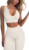 Women's Ribbed Seamless Workout Set by QINSEN for Yoga Enthusiasts