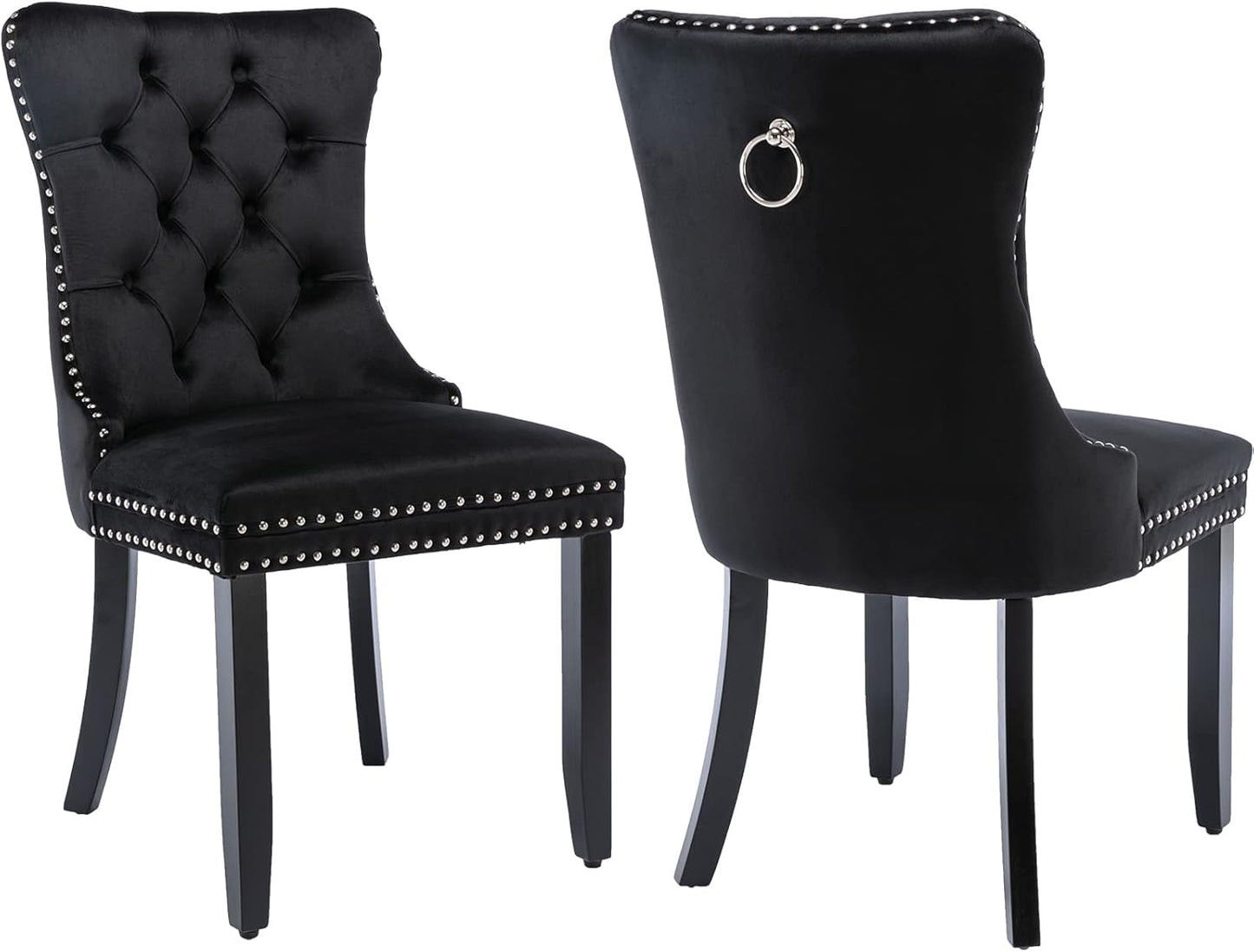 Black Velvet Dining Chairs Set of 2 for Stylish Dining Rooms