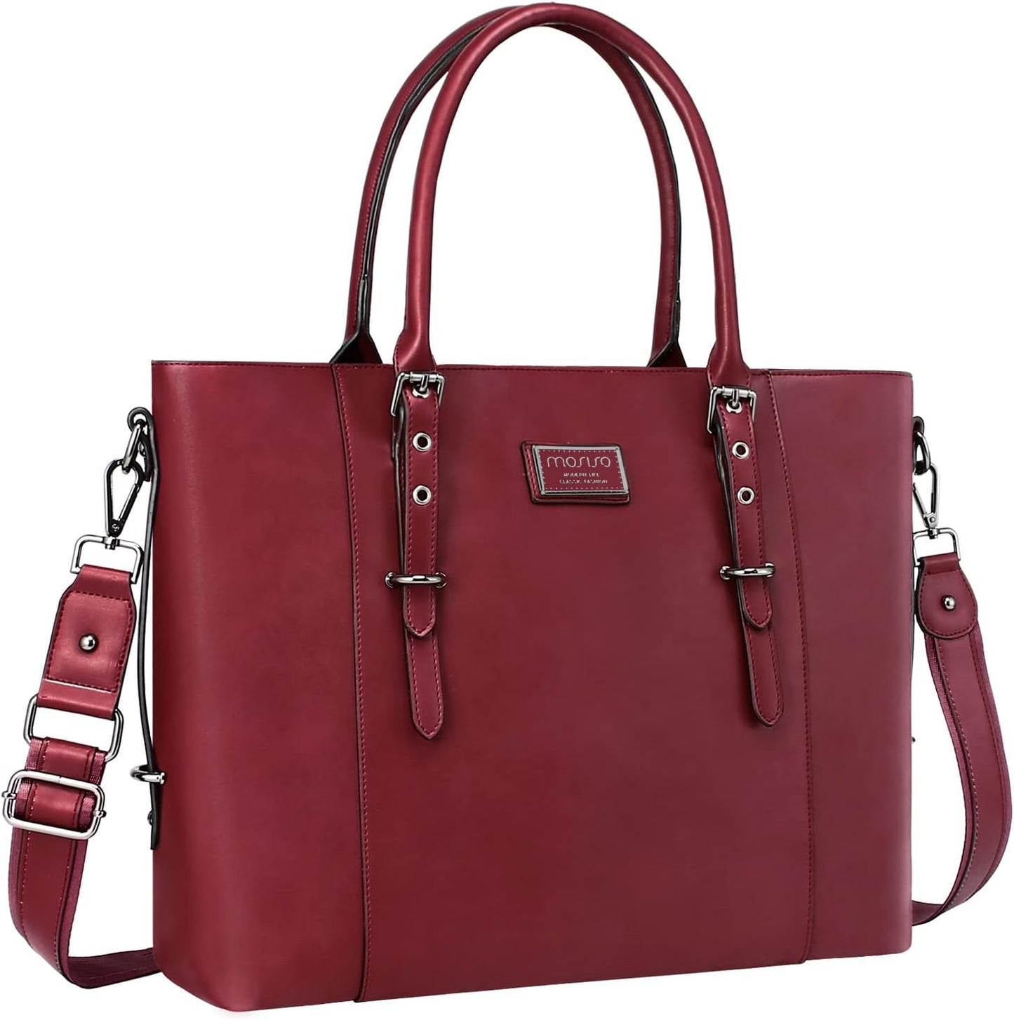 MOSISO PU Leather Laptop Tote Bag for Women - Stylish & Spacious