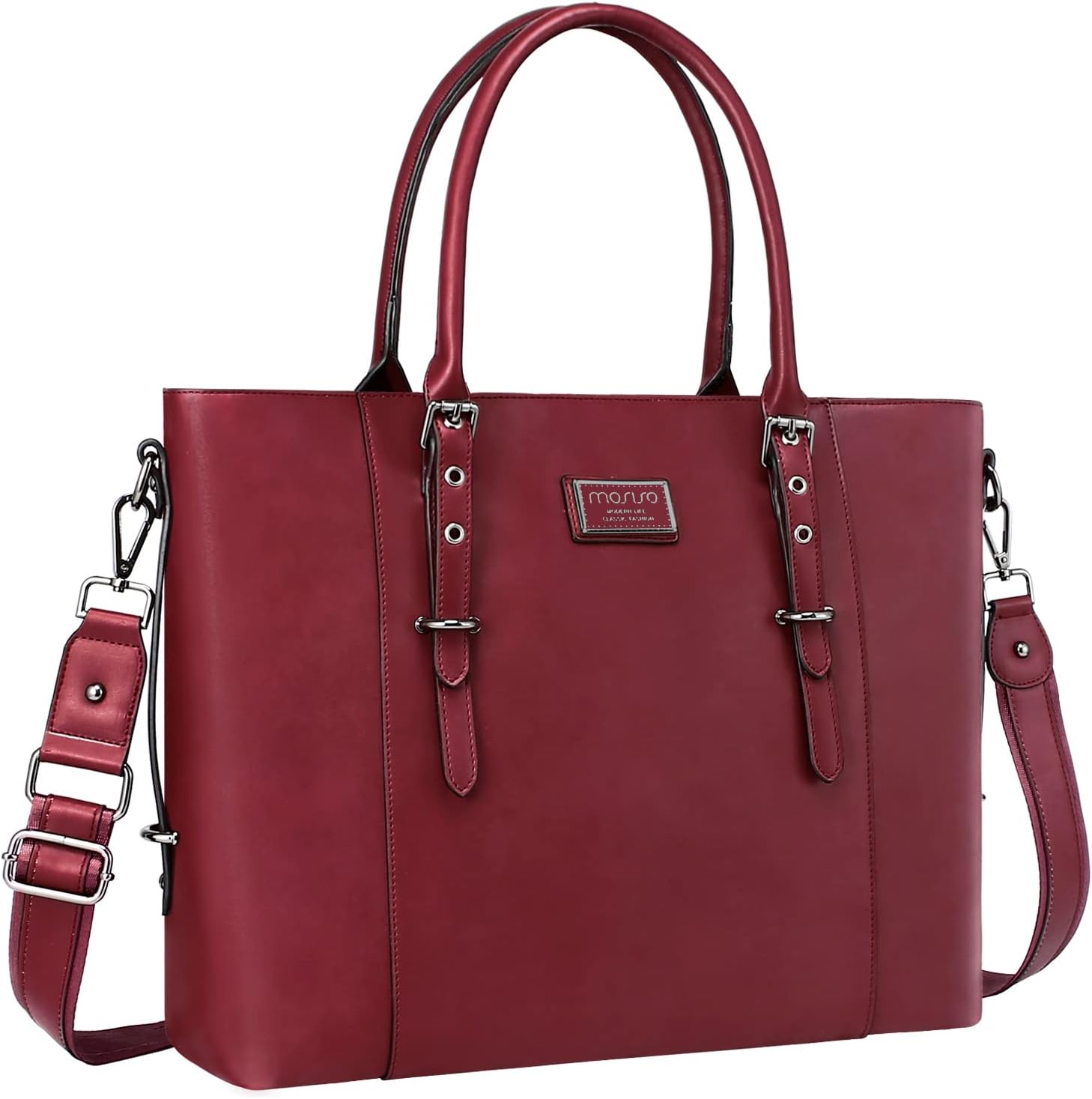 MOSISO PU Leather Laptop Tote Bag for Women - Stylish & Spacious