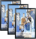 24x36 Poster Frame 3-Pack - Black Picture Frames for Wall Gallery