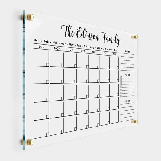 Large Personalized Acrylic Wall Calendar for Family Planning 2025