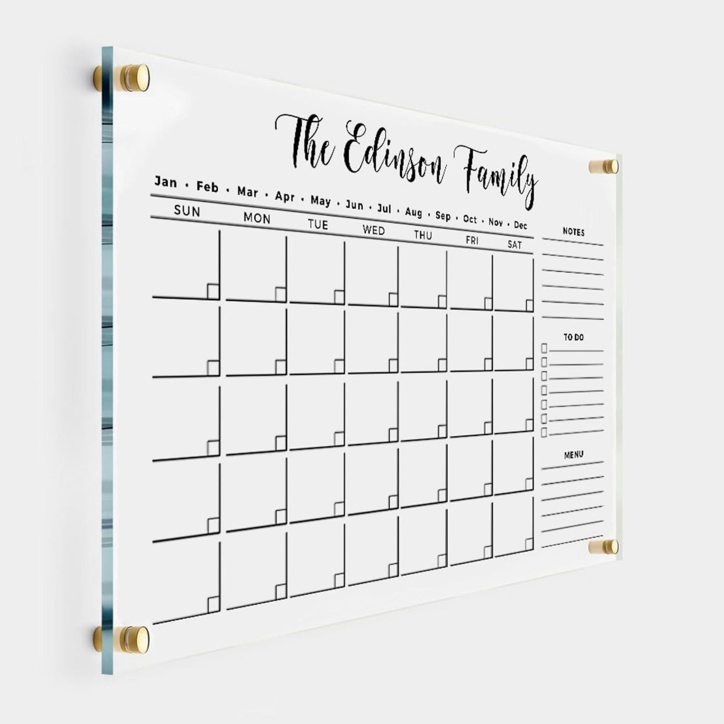 Large Personalized Acrylic Wall Calendar for Family Planning 2025