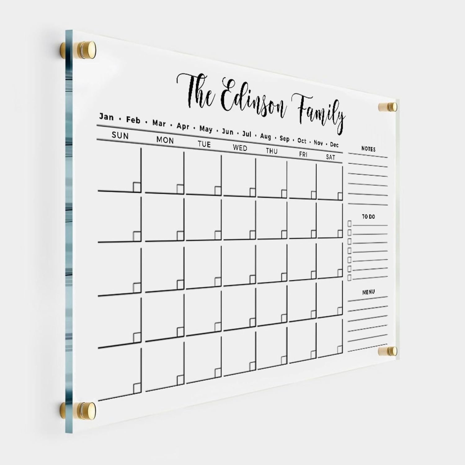 Large Personalized Acrylic Wall Calendar for Family Planning 2025