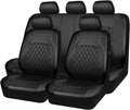 Universal Deluxe PU Luxury Vinyl Car Seat Covers Full Set - All Black