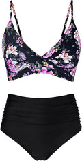 Women's High Waisted Bikini Set Twist Front - Flattering Push Up Fit