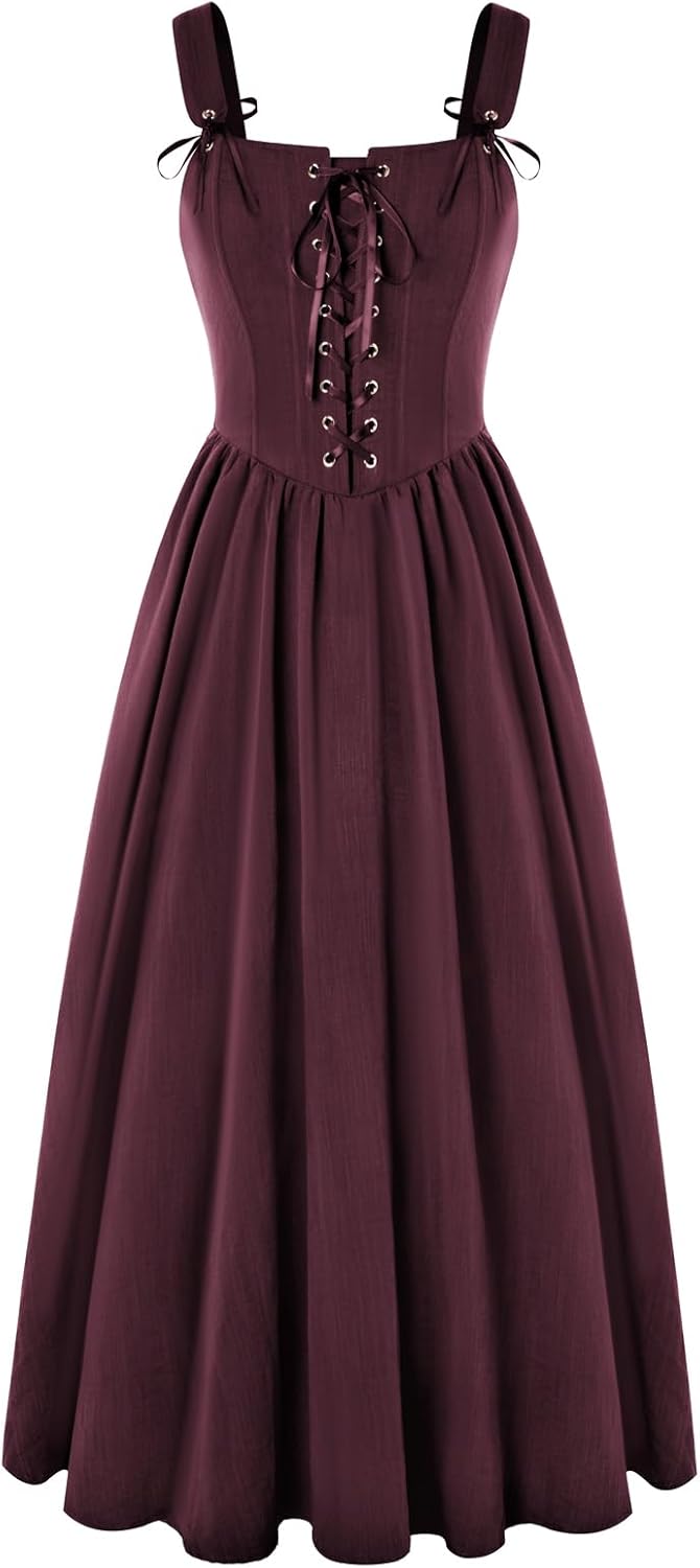Scarlet Darkness Renaissance Dress for Women with Lace Up Design