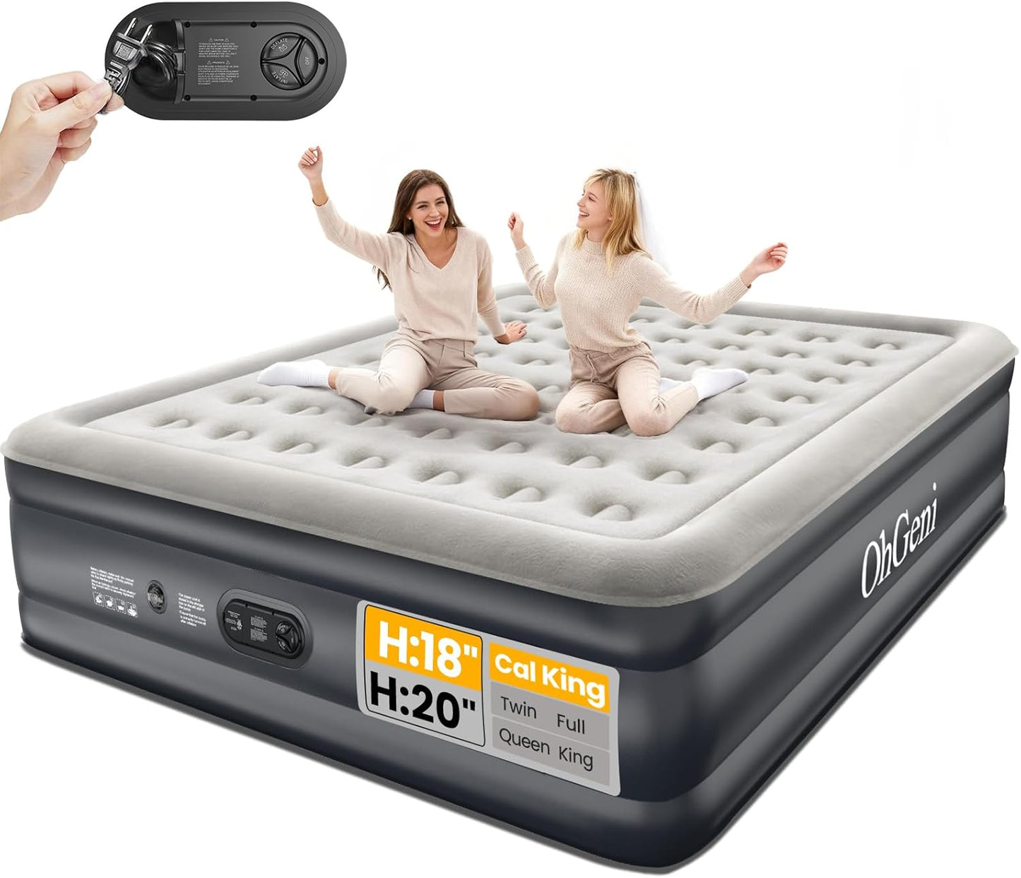 OhGeni Cal King Air Mattress with Built in Pump for Comfort