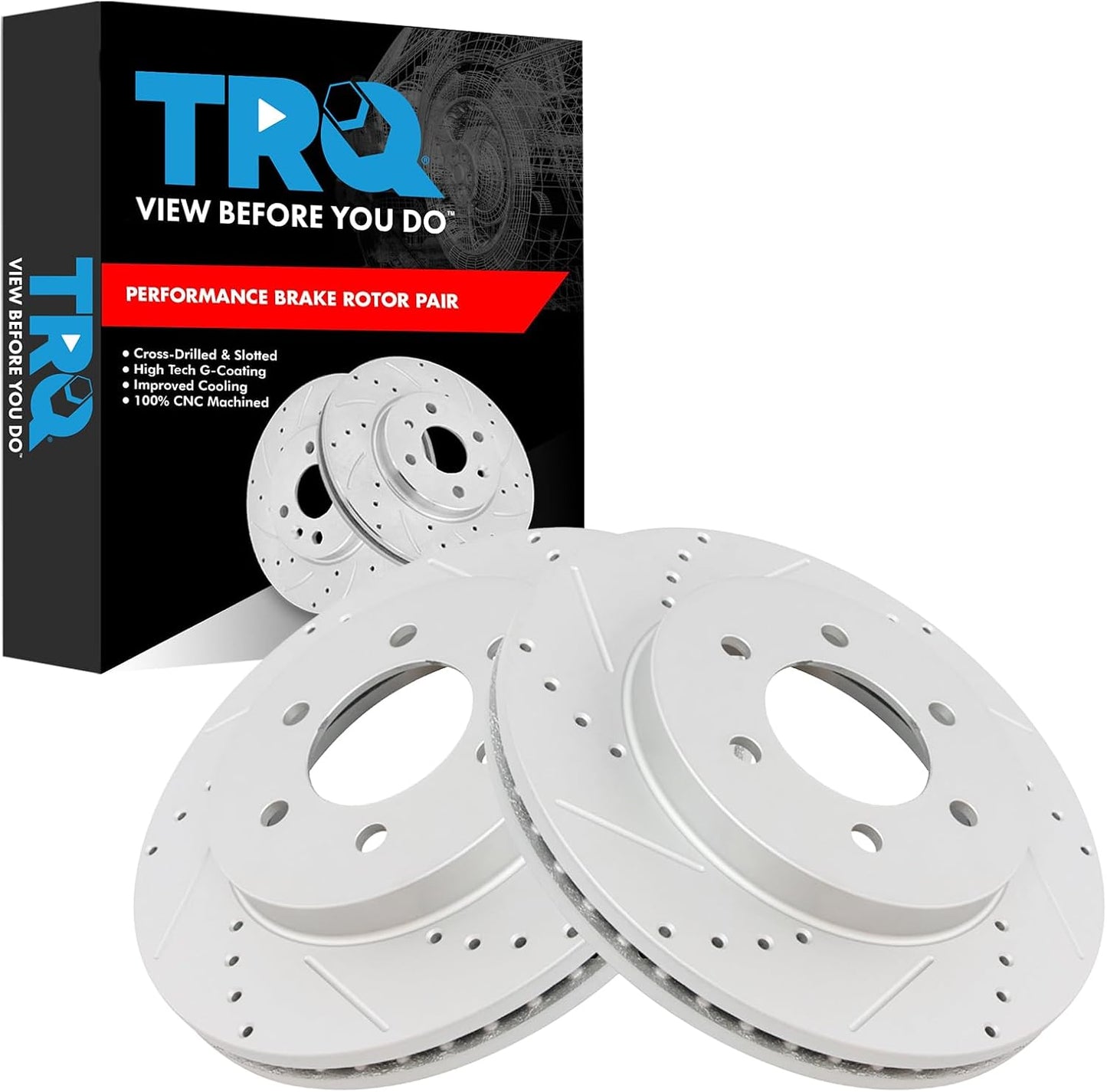 TRQ Front Performance Brake Rotors Set for Ford F-150 & Mark LT