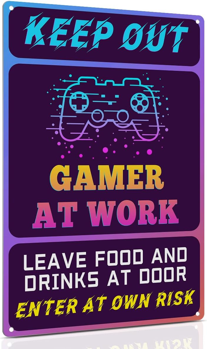 8x12 Inch Futuristic Metal Gaming Room Sign