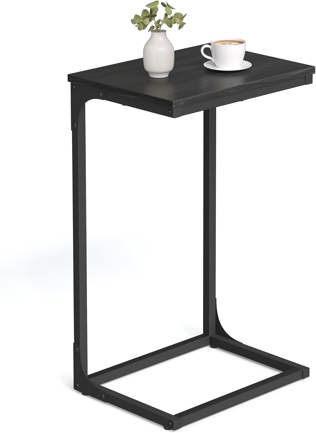 VASAGLE C-Shaped End Table for Sofa with Ebonized Oak Finish