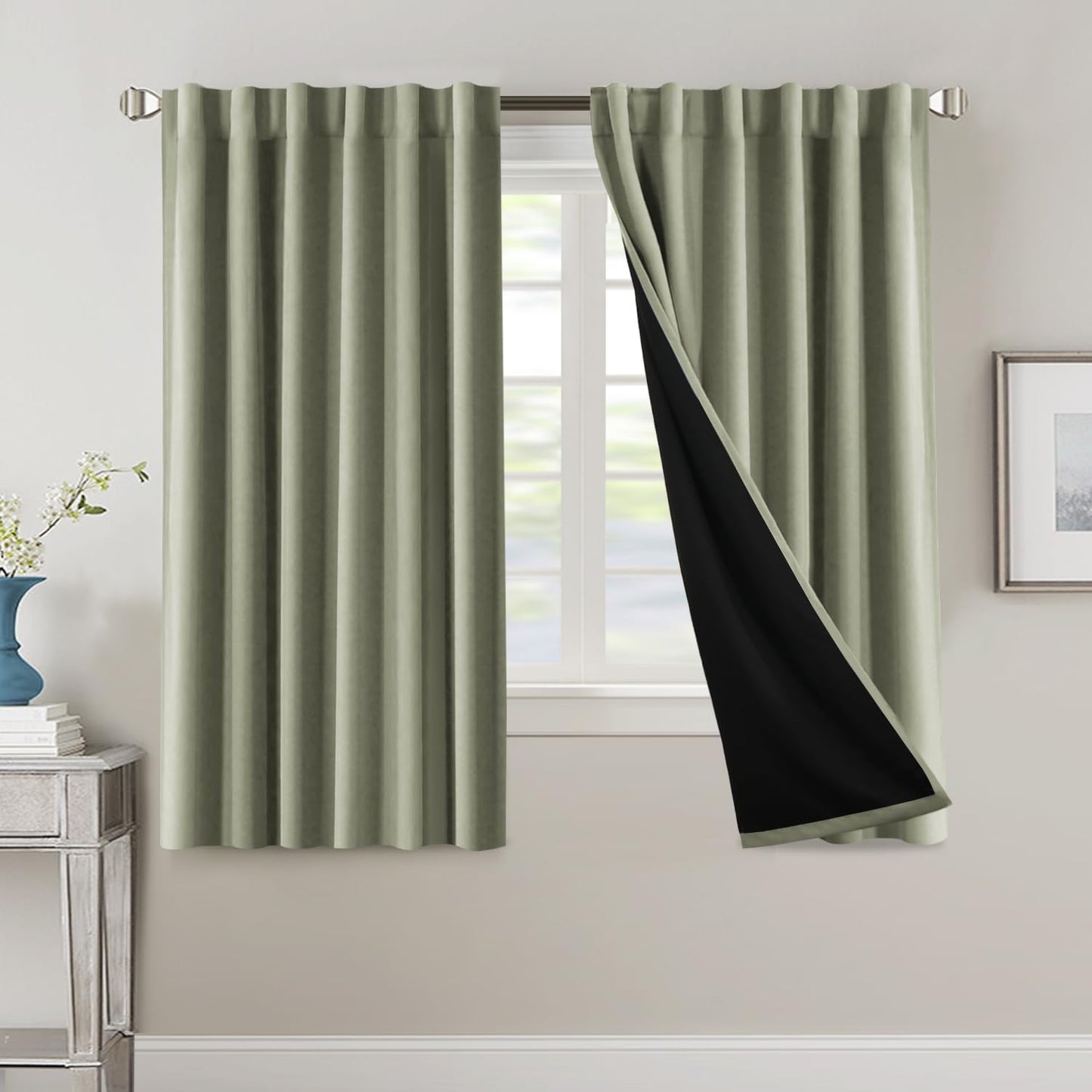 H.VERSAILTEX 100% Blackout Curtains for Bedroom, 63 Inch Long
