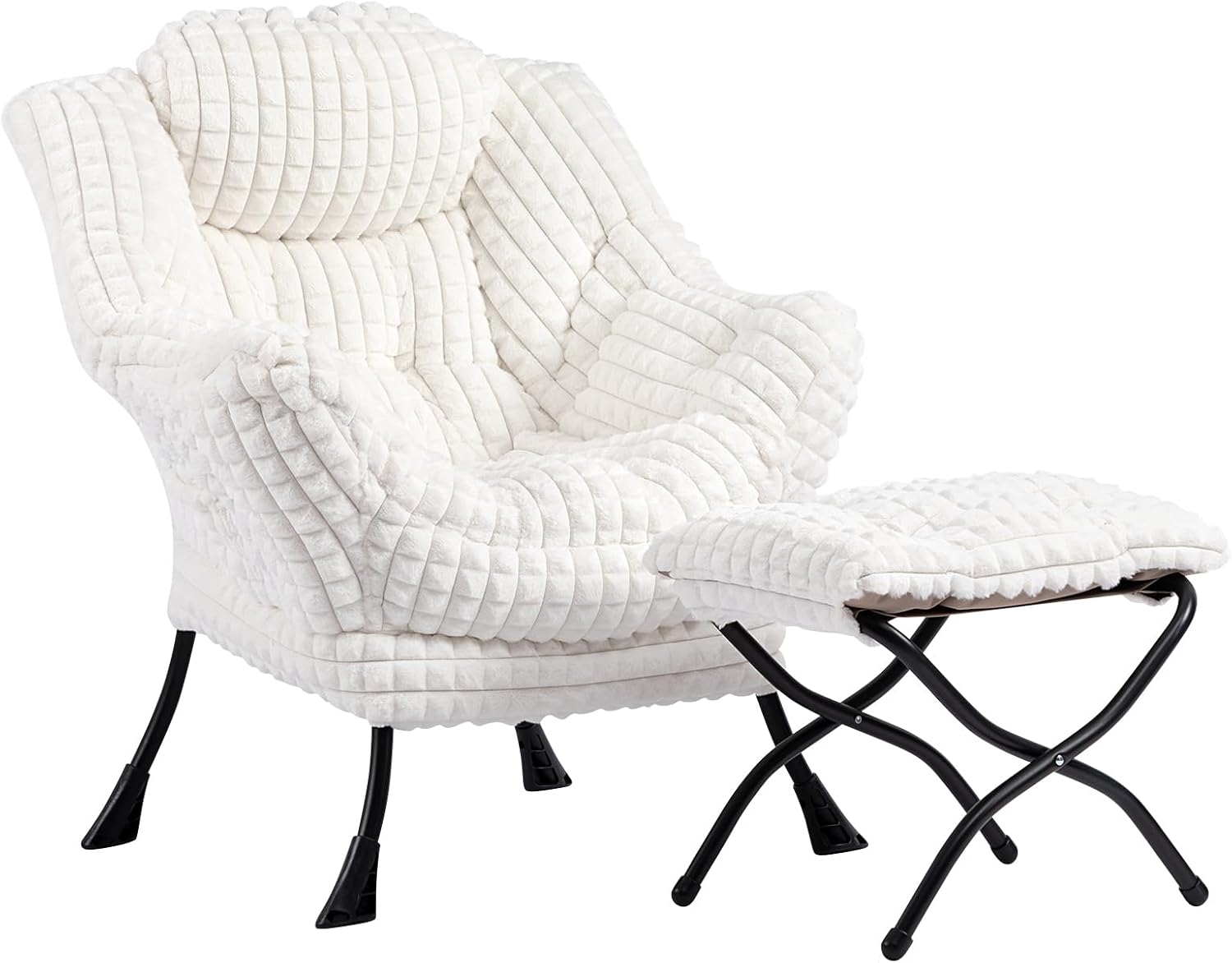 HollyHOME Lazy Chair with Foldable Ottoman for Ultimate Comfort