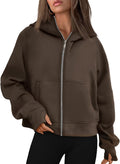 AUTOMET Womens Fleece Lined Zip Up Hoodies Oversized Crop - Warm Fall