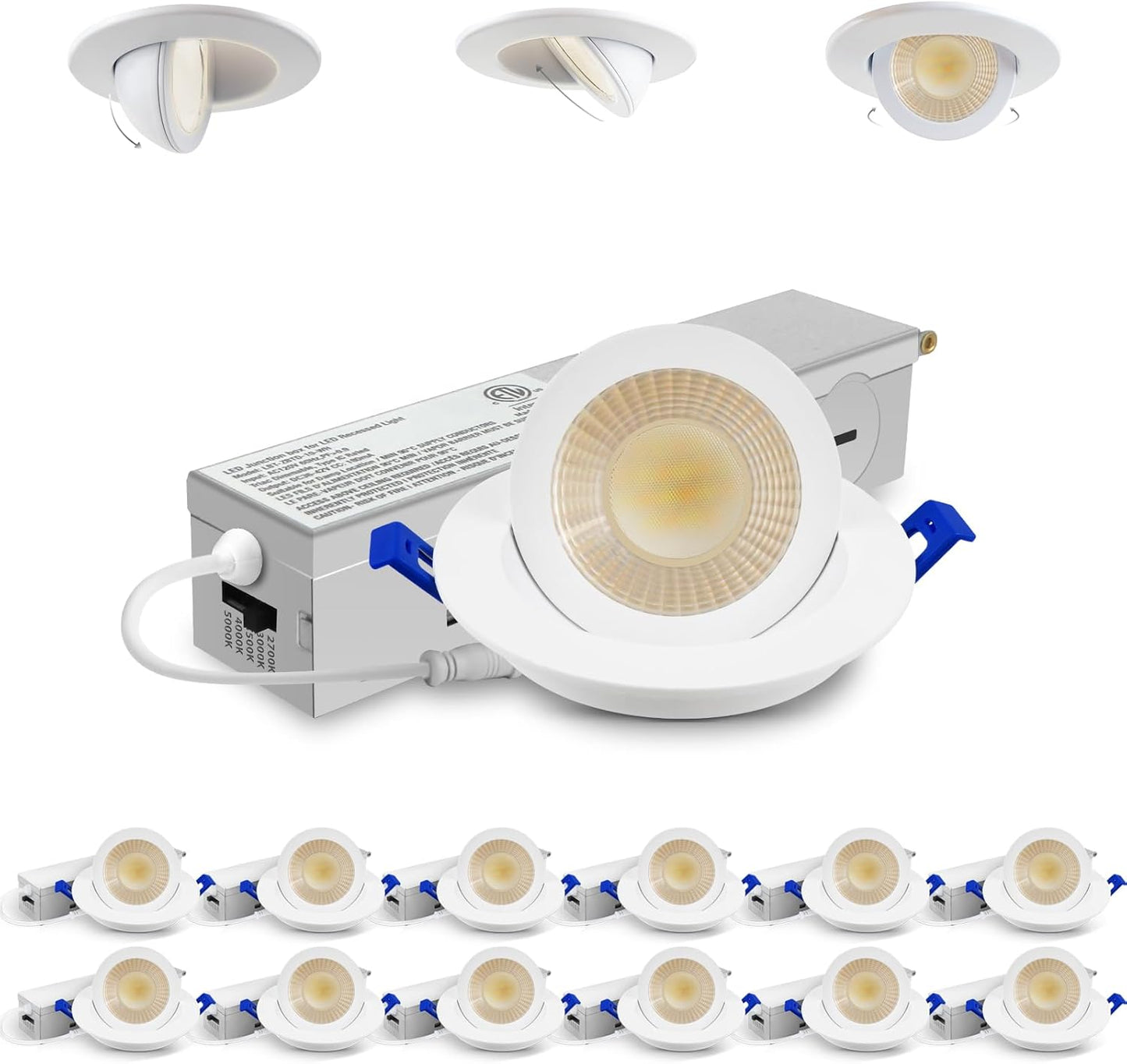 Adetu 2 Inch Gimbal LED Recessed Lighting with Junction Box