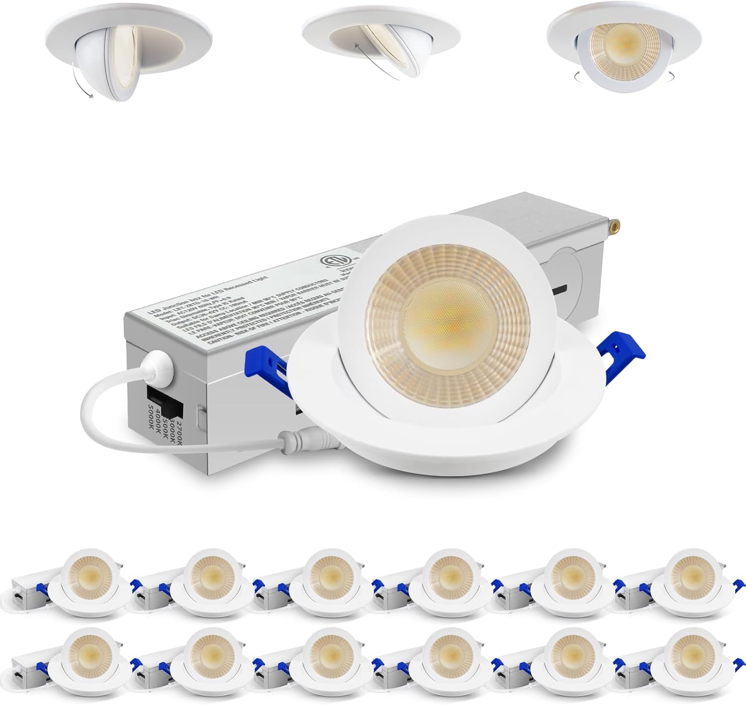 Adetu 2 Inch Gimbal LED Recessed Lighting with Junction Box