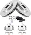 TRQ Front Brake Calipers Ceramic Pads Rotors Kit - Complete Front