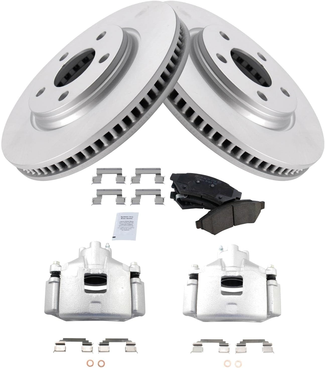TRQ Front Brake Calipers with Ceramic Pads and Rotors Set