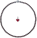 Burgundy Garnet & White Moonstone Beaded Necklace 22in