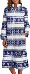 Ekouaer Women's Zip Up Robe Fleece Long Zipper Lounger - Warm & Soft