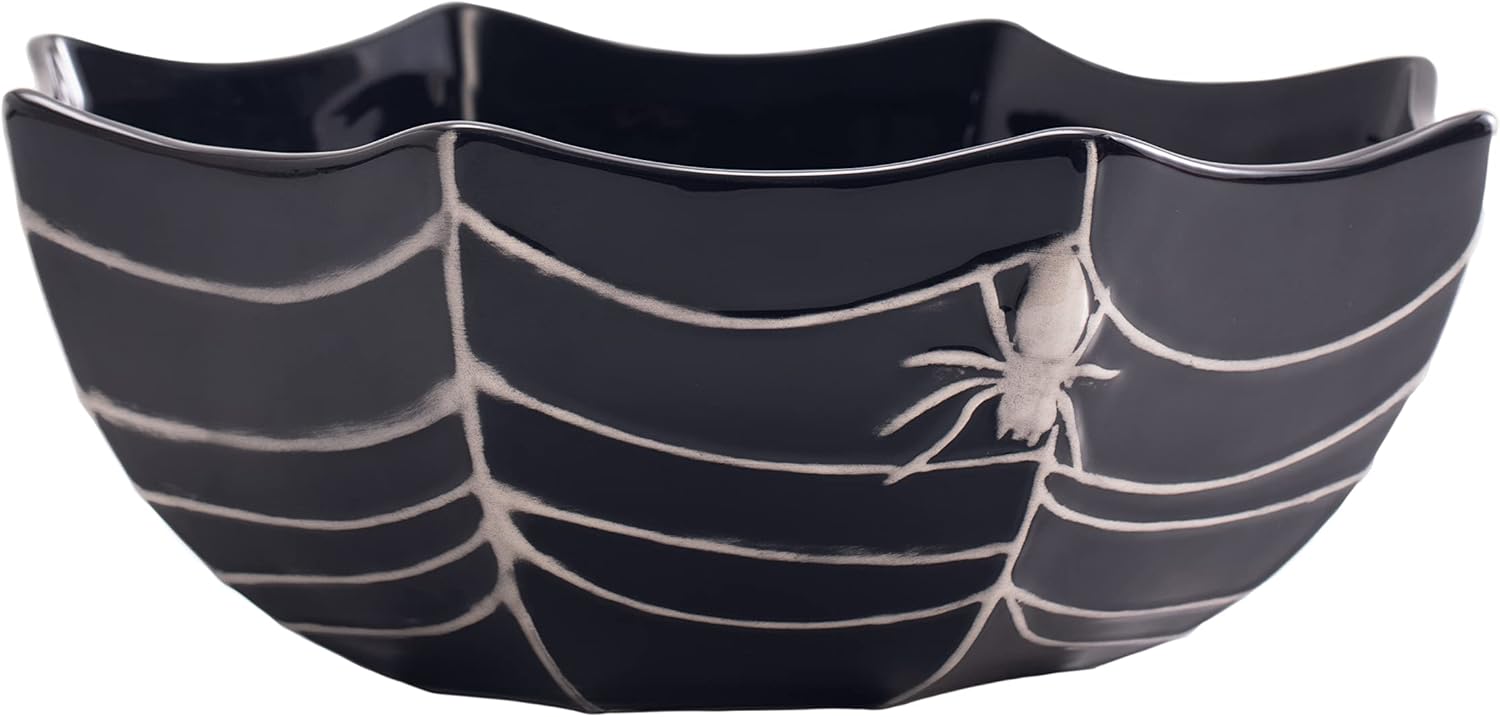 Bico Halloween Spider Web Ceramic Serving Bowl for Treats