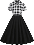Women Vintage 1950s Retro Cocktail Swing Dress with Belt