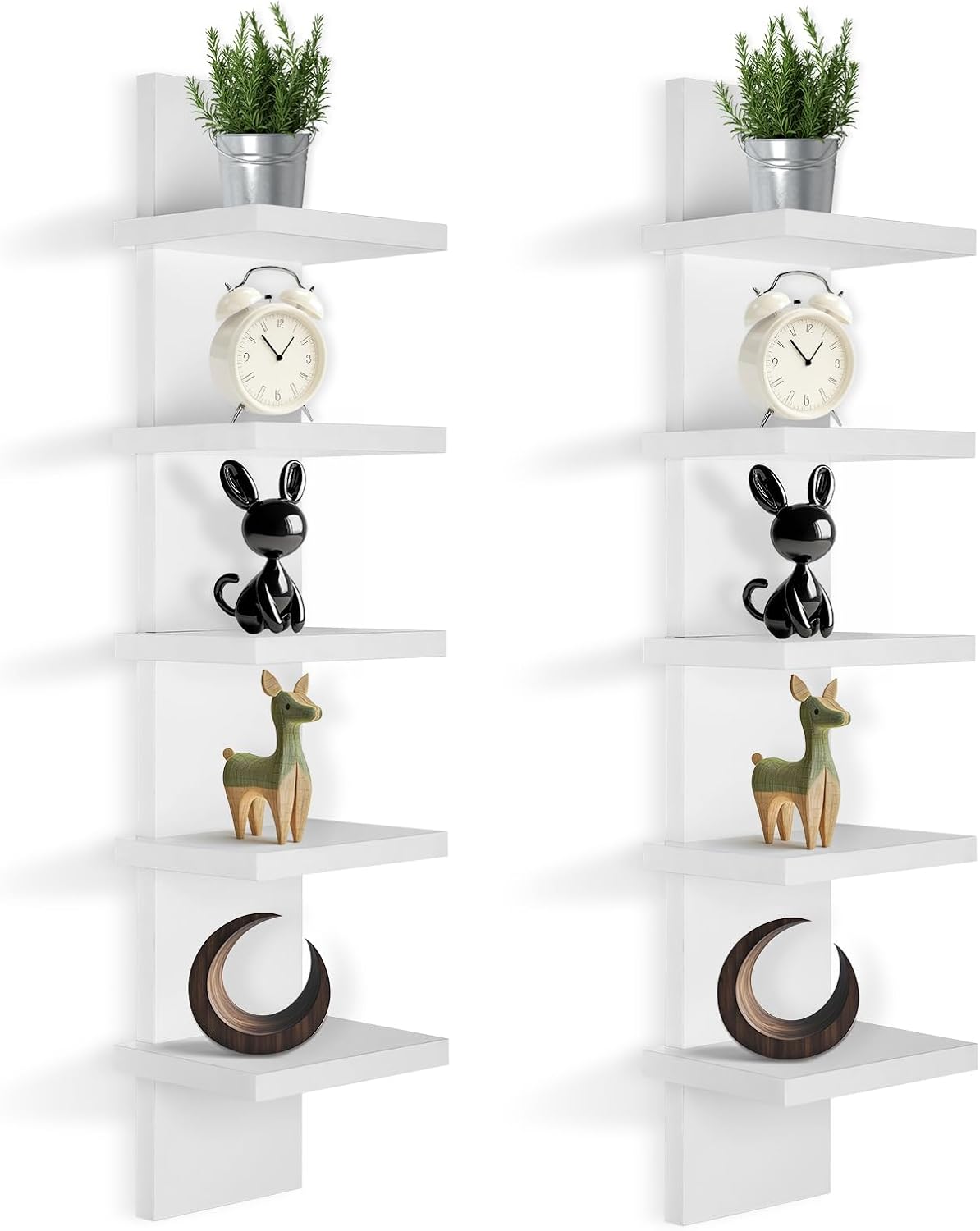 Homaterial 5 Tier Wall Shelf Unit Set of 2 for Modern Decor