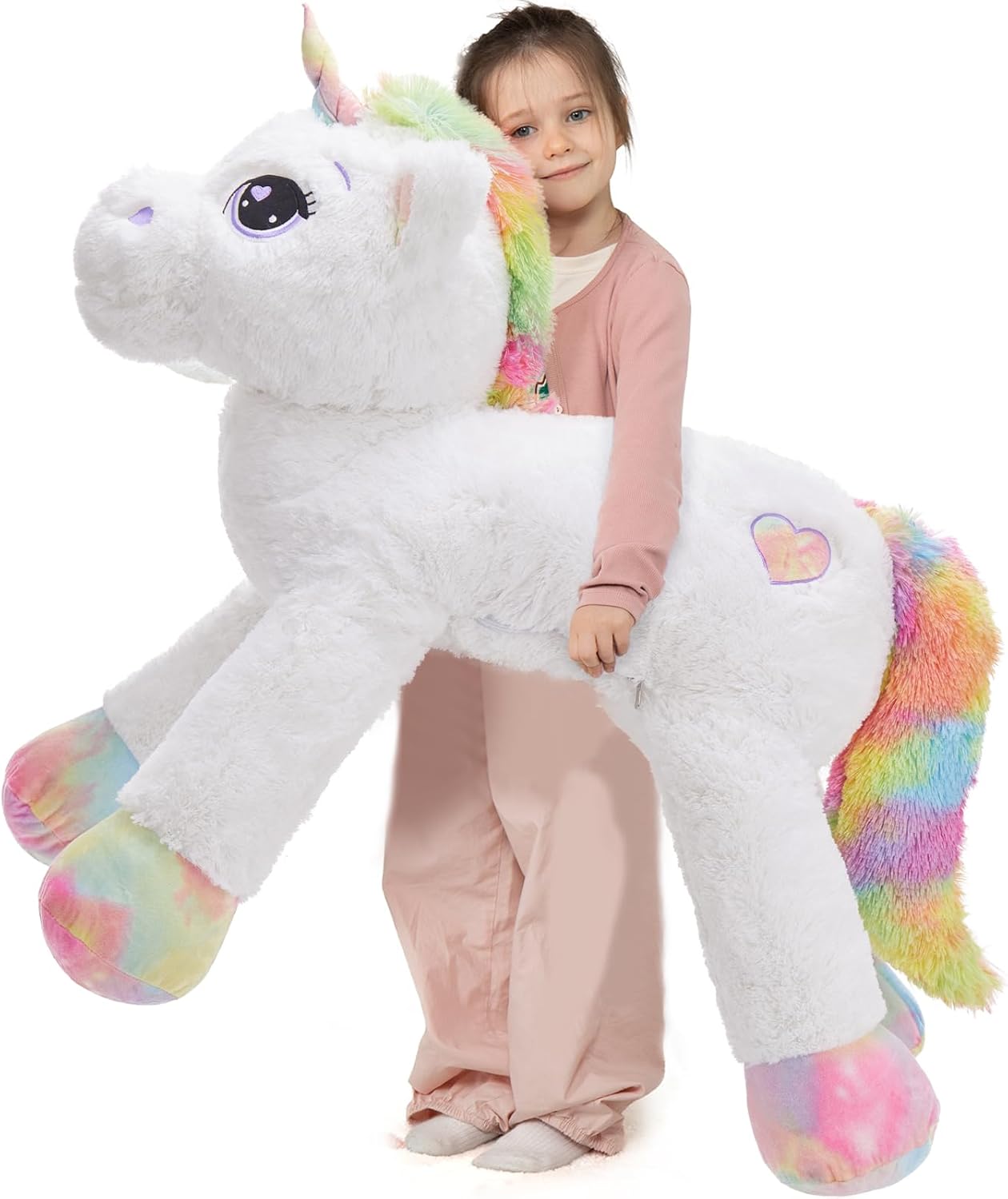 Giant Unicorn Plush Toy - 43in Soft Stuffed Animal for Kids