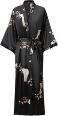 Women's Soft Long Satin Robe - Full Length Silk Kimono