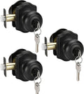 Keyed-Alike Exterior Door Knob with Lock and Key - Matte Black 3 Pack
