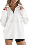 Women's Half Zip Sweatshirts Fleece Stand Collar Oversized Pullover up